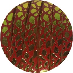 Cuir plat de 6mm fantaisie avec relief rouge et pistache en vente au cm