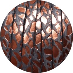 Cuir plat de 5mm fantaisie avec relief gris or rose en vente au cm