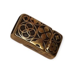 Fermoir magnétique bronze creusé de symboles cuir plat de 10mm