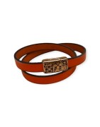 Fermoir magnétique bronze creusé de symboles cuir plat de 10mm