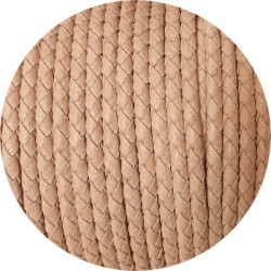Cordon de cuir rond tresse 3mm naturel vente au cm