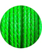 Cordon de cuir rond tresse 3mm vert fluo vente au cm