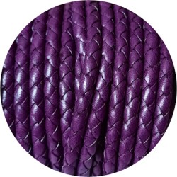 Cordon de cuir rond tressé de 5mm violet en vente au cm Cordon de cuir rond tressé de 5mm violet en vente au cm