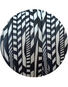 Cuir plat 3mm fantaisie impression vagues noires en vente au cm