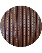 Cuir plat de 5mm marron couture blanche en vente au cm