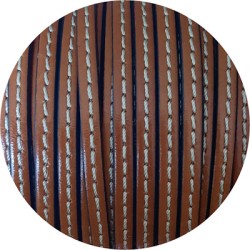 Cuir plat de 5mm marron couture blanche en vente au cm