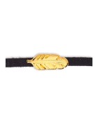 Passant plume couleur or pour cuir plat de 3mm