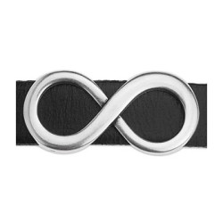 Passant infini de 28mm placage argent cuir plat 10mm
