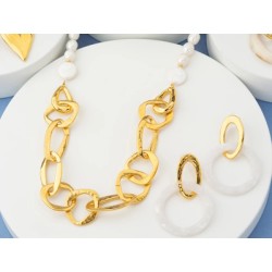 Anneau ovale sécable de 36mm en étain couleur or