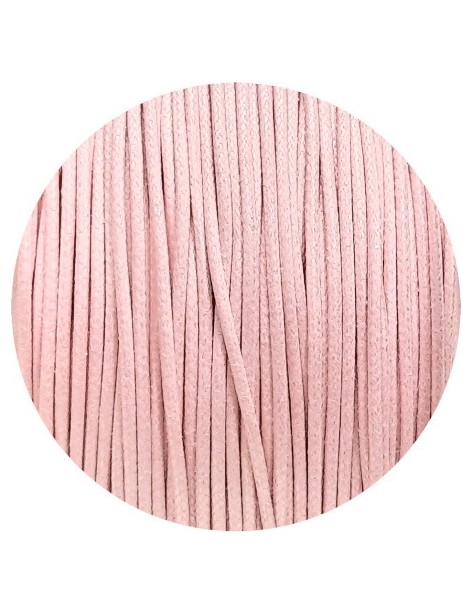 Cordon de coton cire rond de 1.8mm rose pastel-Italie