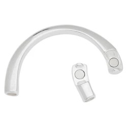 Demi jonc magnétique pour cuir rond de 5mm en métal plaqué argent 10 microns