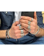 Grosse bague 20mm à crevasses en étain placage argent