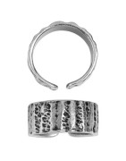 Grosse bague 20mm à crevasses en étain placage argent
