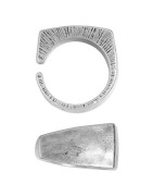 Grosse bague 20mm à ouverture décentrée en étain placage argent