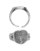 Grosse bague 20mm avec labyrinthe en étain placage argent