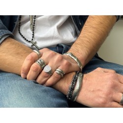 Grosse bague 20mm avec fissures en étain placage argent