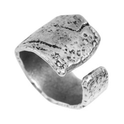 Grosse bague 20mm avec fissures en étain placage argent