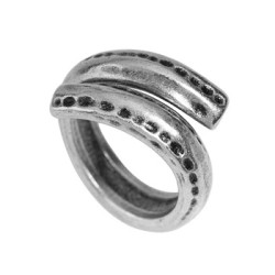 Grosse bague 20mm enroulée en étain placage argent