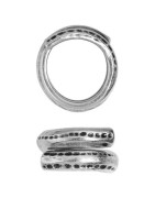 Grosse bague 20mm enroulée en étain placage argent