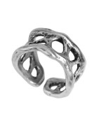 Grosse bague 20mm ajourée en étain placage argent