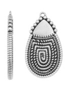 Pendentif goutte gravé de 41mm en métal placage argent