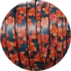 Exclu-Cuir plat 10mm imprimé fleurs en vente au cm
