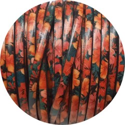 Exclu-Cuir plat de 5mm fantaisie imprimé fleurs en vente au cm