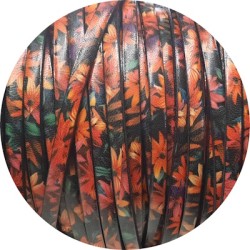 Exclu-Cuir plat de 5mm fantaisie imprimé fleurs versus 2 en vente au cm