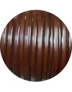 Cordon de cuir plat 5mm marron foncé marbré vendu au metre