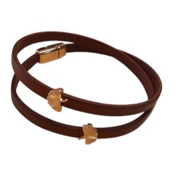 Bracelet double tour en kit de 5mm de large marron et or