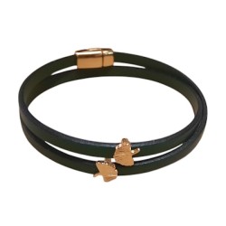 Bracelet double tour en kit de 5mm de large vert kaki et or