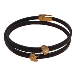 Bracelet double tour en kit de 5mm de large marron foncé et or