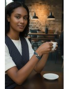 Bracelet double tour en kit de 5mm de large turquoise couture et or