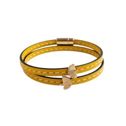 Bracelet double tour en kit de 5mm de large jaune soutenu couture et or