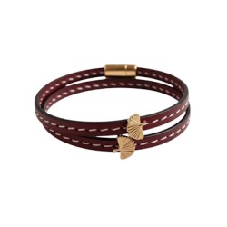 Bracelet double tour en kit de 5mm de large bordeaux couture et or