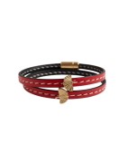 Bracelet double tour en kit de 5mm de large rouge couture et or
