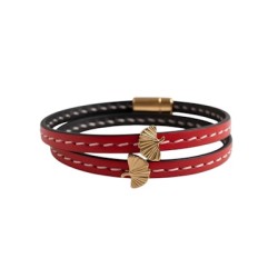 Bracelet double tour en kit de 5mm de large rouge couture et or
