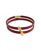 Bracelet double tour en kit de 5mm de large rouge soutenu et or