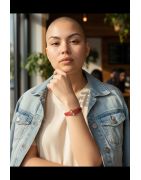 Bracelet double tour en kit de 5mm de large rouge couture et or