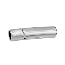Fermoir tube aimanté long placage argent avec trou rond de 5mm