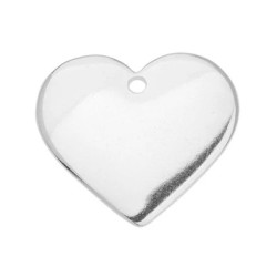 Beau coeur de 30mm plaqué argent 10microns blanc brillant