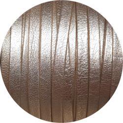 Bride rempliée lisse métallisée en cuir champagne-vente au cm