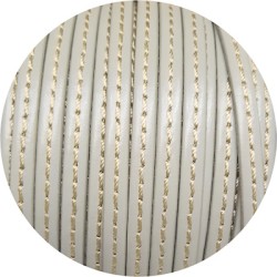 Cuir plat de 5mm écru couture sans bords noirs en vente au cm