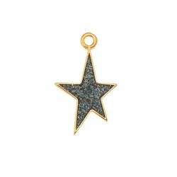 Pendant étoile en métal couleur or, émaillée paillettes noires