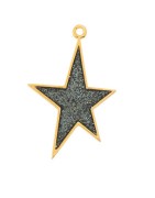 Pendentif étoile de 36mm en métal couleur or, émaillée paillettes noires
