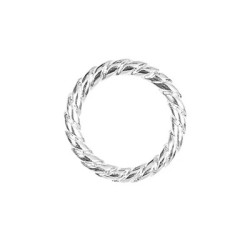 Anneau rond twisté de 20mm en métal plaqué argent 10 microns blanc brillant