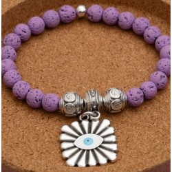 Perle ethnique de 9mm gravée de facettes en métal placage argent