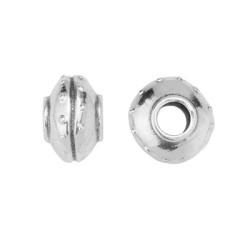 Perle lentille ethnique de 13mm avec gros trou en métal placage argent