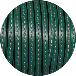 Cuir plat couture de 5mm vert turquoise en vente au cm