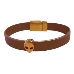 Passant tête d'extraterrestre couleur or pour cuir plat de 10mm